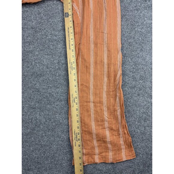 Billabong Pants Womens M Rust Orange Striped Smocked High Waist Wide Leg Boho - Picture 4 of 10
